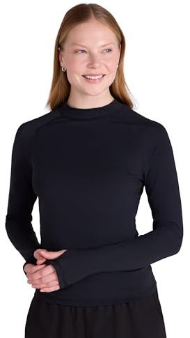 Mountain Warehouse Womens Long Sleeve Rash Vest - SPF50+ Sun Protection Ladies Rash Guard, Quick Drying Rash Top, Flat Seams, Stretchable - Spring Summer, Swimming Black 8