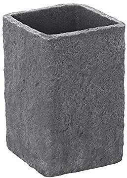 Inbagno Bicchiere Portaspazzolino Effetto Pietra, in Resina, 7 x 7 x H 10,7 cm, Grigio
