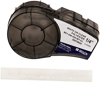 Brady M21-250-430-WT-CL ruban d'étiquette Transparent - Rubans d'étiquettes (Transparent, Noir, Polyester, 6,35 mm, 6,4 m, 1 pièce(s))