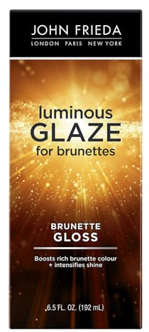 John Frieda Brilliant Brunette Luminous Glaze, Hair Gloss Enhances Rich Color and Boosts Shine for Silky Brunette Hair, Enhances While Mending Damaged Hair Surfaces, 6.5 Oz