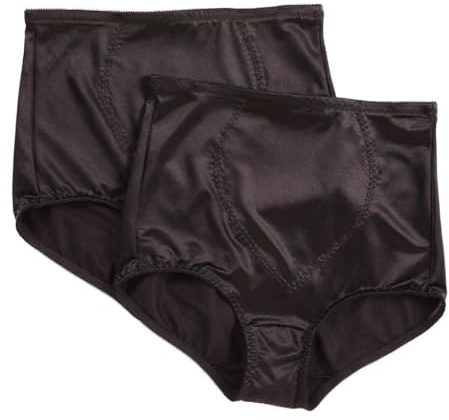 Bali Women's Firm Shapewear Pack, Shaping Brief with Tummy Control, 2-Pack, Black, XXL