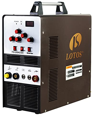 LOTOS TIG200ACDC 200A AC/DC Aluminum Tig Welder with DC Stick/Arc Welder, Square Wave Inverter with Foot Pedal and Argon Regulator 110/220V Dual Voltage Brown
