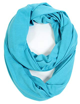 Super Soft Cotton Blend Lightweight Solid Color Multi Loop Infinity Scarves, Turquoise, One Size