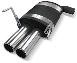 JOM Car Parts & Car Hifi GmbH 85702 Edelstahl Sportauspuff Endschalldämpfer, 2x76 rund, mit ABE