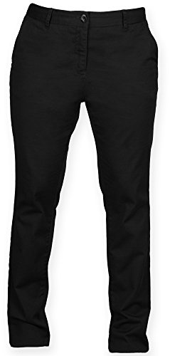 Front Row Womens/Ladies Cotton Rich Stretch Chino Trousers (M) (Black)