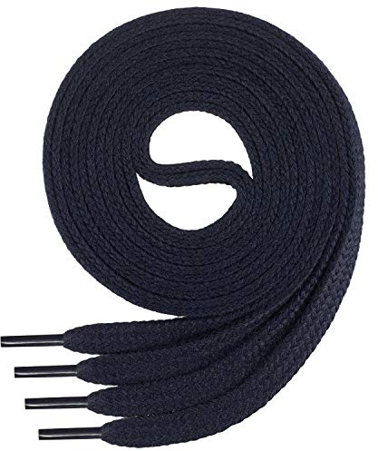 Di Ficchiano, lacci da scarpe piatti, in 100% cotone, per sneaker e scarpe sportive, molto resistenti, larghezza: circa 7 mm, lunghezza: 45 cm – 200 cm, prodotto in Europa, Adulti (unisex), Blu scuro, 120 cm