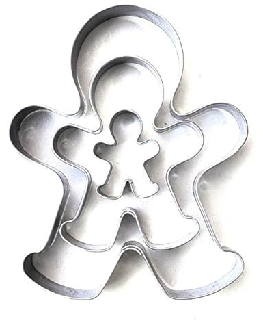 Molde de galletas de Markenlos con forma del hombre de jengibre (set de 3 en 3/6,5/10 cm), de acero inoxidable