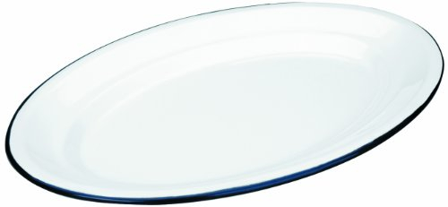 Ibili 903940 - Bandeja ovalada de acero esmaltado vitrificado Blanca 40x27 cm