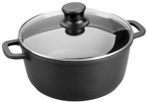LACOR - 25824 - Cacerola con Tapa de Cristal Forte de 24 cm Aluminio - Negro