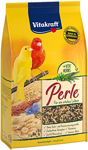 Vitakraft Kanarien Perle, Futter für Kanarienvögel, mit Vitaminen und Mineralien, mit Getreide und Leinsaat, ohne Zusatz von Zucker (1x 1kg)
