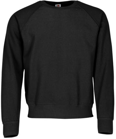Sweatshirt Basic Sweat Raglan herr tröja Fruit of The Loom S–XXL 12 färger, svart, M