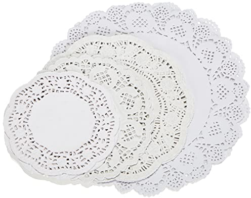 Unbekannt Rayher Hobby 59225102 Lot de 60 Feuilles de Papier Dentelle, Rondes, SB-Btl Blanc