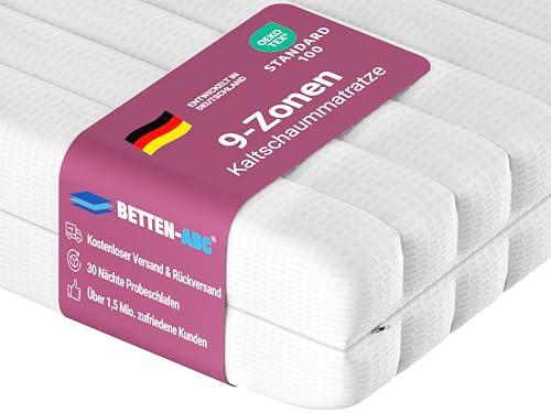 Betten-ABC - Matratze (KSP-1000) - 90x200 cm (H3) - 9-Zonen Matratze aus Kaltschaum - Hypoallergen & Antibakteriell - Oeko-TEX® Zertifiziert - Bezug abnehmbar & waschbar - Lieferung per Paket