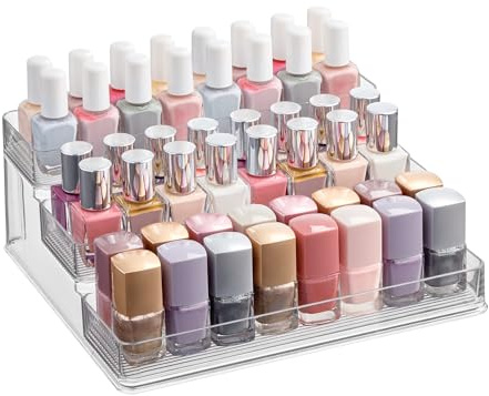 iDesign 62130 Küchenregal mit 3 Ebenen, großes Gewürzregal aus Kunststoff, Schrank Organizer für Gewürze, Vorratsdosen und weiteres Küchenzubehör, durchsichtig