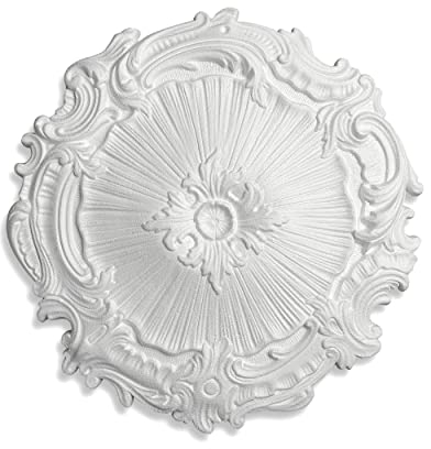 DECOSA Rosette Eleonora, weiß, 3 Stück à Ø 41 cm - Stuckrosette aus Styropor - individualisierbare Deckenrosette