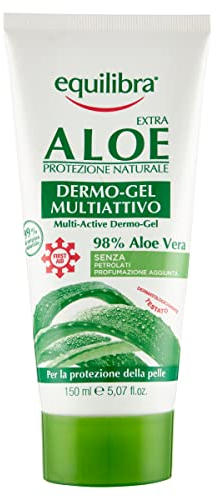 equilibra Corpo, Aloe Dermo-Gel, Gel Lenitivo a Base di Aloe Vera, Crema Corpo per Arrossamenti, Sollievo Dopo Sole, Post Depilazione o Rasatura, Rossori Gengive, Piedi Stanchi, 150 ml