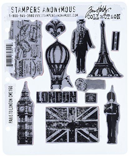 Stampers Anonymous Tim Holtz Cling Rubber Stamp Set, 7 by 8.5-Inch, Paris to London