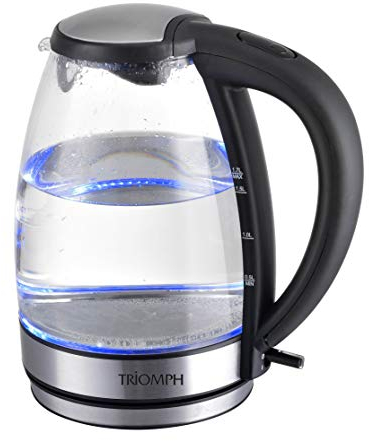 TRIOMPH ETF1580 Bouilloire Electrique, Noir/Verre Transparent, 1, 7 L