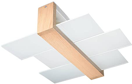 Sollux Lighting Deckenlampe Deckenleuchte Deckenstrahler Holz Glas 1 Flammig Naturholz FENIKS