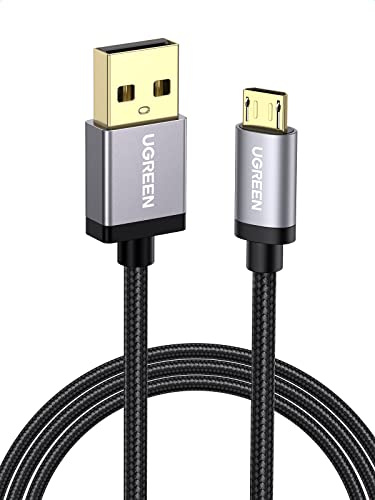 UGREEN Câble USB Micro USB Charge Rapide 18W 3A Nylon Tressé Câble Chargeur Compatible avec Manette PS 4 PS4 Pro PS4 Slim Xbox One Xbox One S (2M)