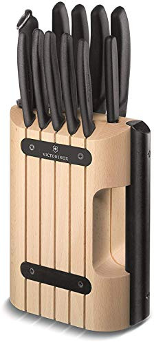 Victorinox Profi Messerblock ohne Inhalt, Kompakt, Platz für 6 Messer, Messer-Aufbewahrung, aus Holz, mandel-beige