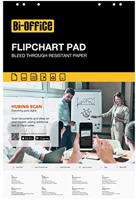Bi-Office Flipchart Easel Pad, Plain, 20 Sheets - 60 gr/m² Paper, Euro
