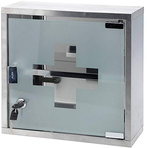 Medizinschrank Arzneischrank Hausapotheke aus Edelstahl & Glas