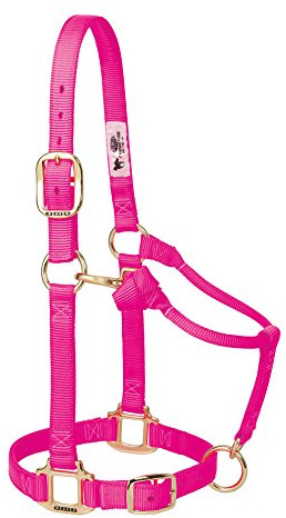 Väv läder original justerbar nylon hästgrimma stor häst, diva rosa