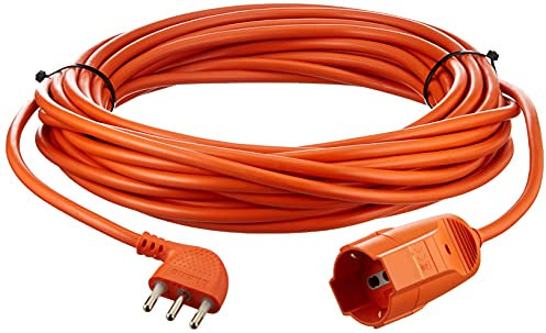 BTicino S2515X40 Prolunga Elettrica, cavo H05VV-F 3x1,5mmq lungo 15 metri, con Spina Grande 16 A e Presa Schuko, 250 V, colore Arancione