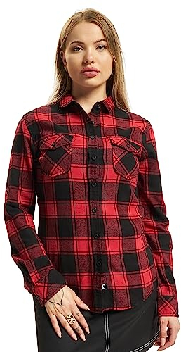 Brandit Women Amy Flannel Shirt Long S, Farbe: red/Black, Größe: S
