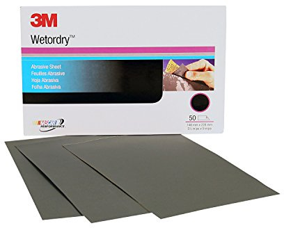 3M Wetordry Abrasive Sheet 401Q, 02044, 2000 Grit, 5 1/2 x 9 in, 50 Sheets, Fast Cutting, Auto Body Sanding, Paint Finishing