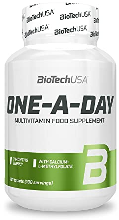 BioTechUSA One-A-Day Multivitamin | 12 Vitamine | 10 Mineralstoffe | Energie, Immunsystem und Knochengesundheit, 100 Tabletten