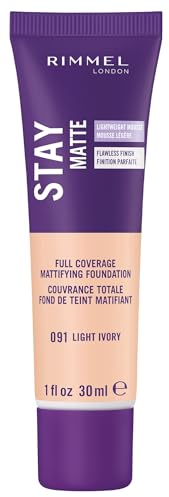 Rimmel London Stay Matte Liquid Mousse Foundation, Good Coverage and Oil-Free Formula, Ivory, 30 ml