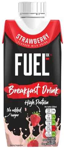 FUEL10K High Protein Breakfast Milk Drink, Strawberry, 330ml