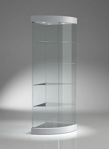 Italfrom Vitrine d’angle en verre, avec éclairage intégré, idéale pour boutique, magasin, musée