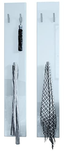 Vladon Wandpaneel 140, Made in Germany, Garderobenpaneel bestehend aus 2 Paneelen, Weiß Hochglanz (je 24 x 140 x 2 cm)