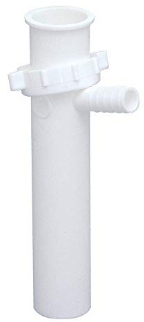 EZ-FLO 1-1/2 Inch x 8 Inch Branched Dishwasher Tailpiece, Direct Connection for Tubular Drain Applications, 5/8 Inch OD Branch, White Polypropylene, 35310