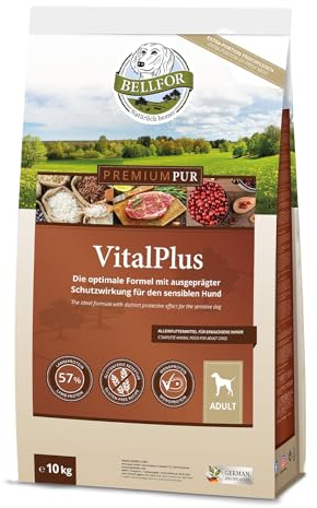 Bellfor Pur VitalPlus - Alimento seco para Perros, sin Gluten, con Alto Contenido de Cordero, 10 kg, Rico en Omega-3 y antioxidantes Naturales, sin Cereales, Comida Seca para Perros