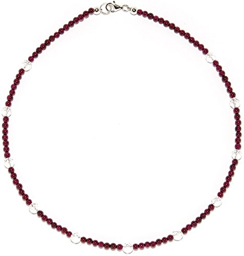 Granat Schmuck (Halskette) Granat Kette mit facettierten Bergkristall Kugeln Verschluss 925er Sterling-Silber Modellnummer 2185