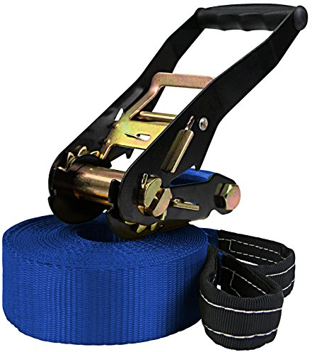 ALPIDEX Slackline 15 m für Anfänger und Fortgeschrittene geeignet, max. Belastung 2 Tonnen, inkl. Transportbeutel 7 Jahre Garantie auf Material* - blau
