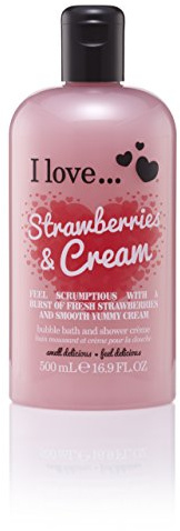 I Love Originals Strawberries & Cream Bath & Shower Crème, Filled With Natural Fruit Extracts & Vitamin B5, Nourishing & Refreshing Formula to Leave Skin Feeling Silky & Soft, Vegan-Friendly 500ml