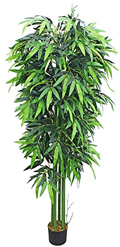 Bambus Bambus-Strauch Kunstbaum Kunstpflanze Bambusbaum Baum Künstliche Pflanze Bamboo Künstlich Innendekoration Deko 210 cm Decovego