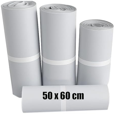 Various -100 pcs Bolsas de Envío de 35x52CM, 50x60CMGris Claro, Polietileno, Cierre Autoadhesivo y Impermeable Opacas, Perfecto para Pequeñas Empresas y Vendedores en Línea (50X60 CM)