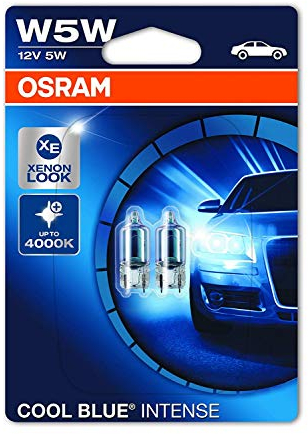 Osram Cool Blue Intense Kennzeichenbeleuchtung W5W, 2825HCBI-02B, 12V, Doppelblister , 2 Stück (1er Pack)