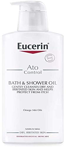 Eucerin AtoControl Bath & Shower Oil 400ml, Soap-Free and Fragrance-Free Body Cleansing Oil, Enriched with Omega-3 and Omega-6, Soothes and Protects Atopic Skin