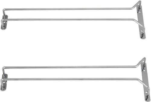 TrueCraftware- 10-Inch Wine Glass Rack Chrome Finish Set of 2- Stemware Rack Wire Hanging Rack Under Cabinet Wine Glass Stemware Holder Storage Hanger Organizer for Kitchen and Bar