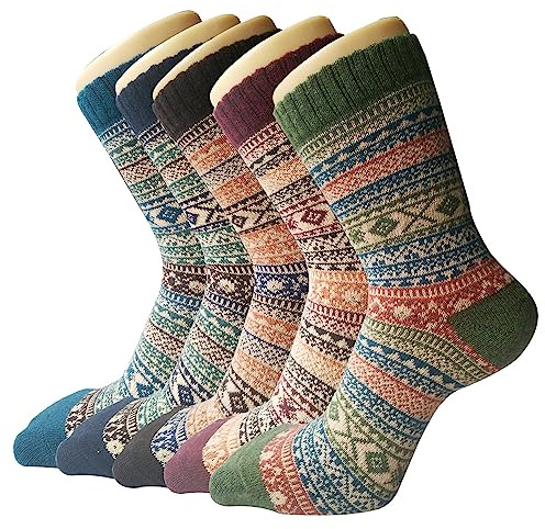Senker Fashion Wool Socks for Women, Crew Boot Warm Sock for Hiking Trekking Work Outdoor Winter Gifts for Women Mom Her
