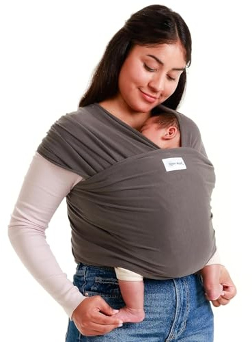 Sleepy Wrap Baby Carrier Newborn to Toddler (7-35 lbs/3-15 kg) - Hands-Free & Hip-Healthy Baby Wrap Carrier, Machine-Washable & Breathable (Dark Grey)