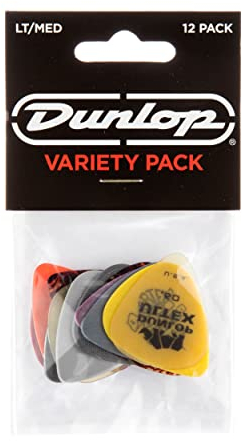 JIM DUNLOP Plektrum Variety Pack Flexible und Medium, 12 Stück, Multicolor, tortex, celluloid, ultex, nylon, max grip und gator grip