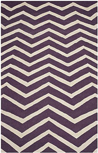 SAFAVIEH Tapis Contemporain Pour Salon, Salle à manger, Chambre à coucher - Cambridge Collection, Tapis à poil court, Mauve et Ivoire, 91 X 152 cm